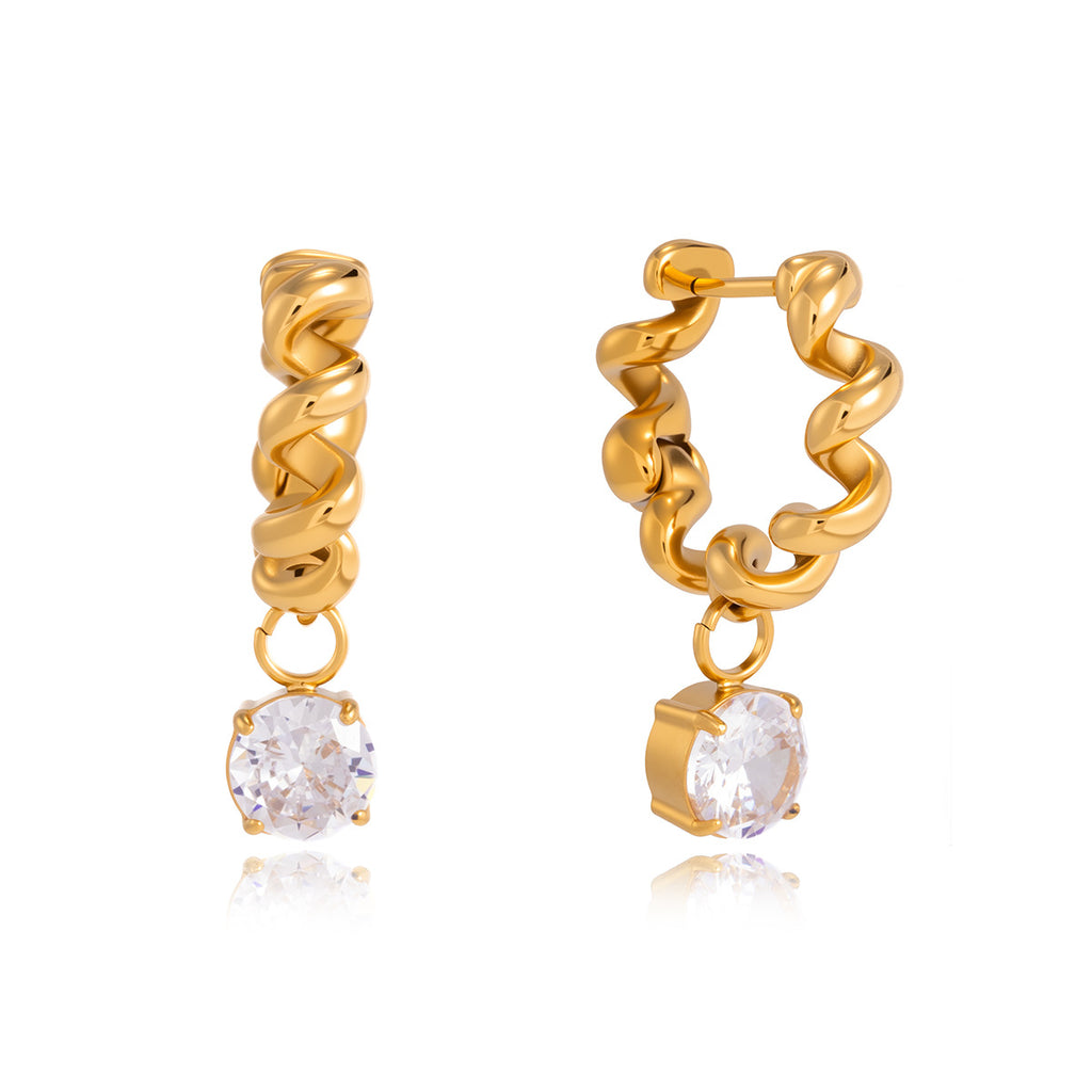 Damen Ohrhänger mit spiralförmigem Design und funkelndem Kristall Shop Nory