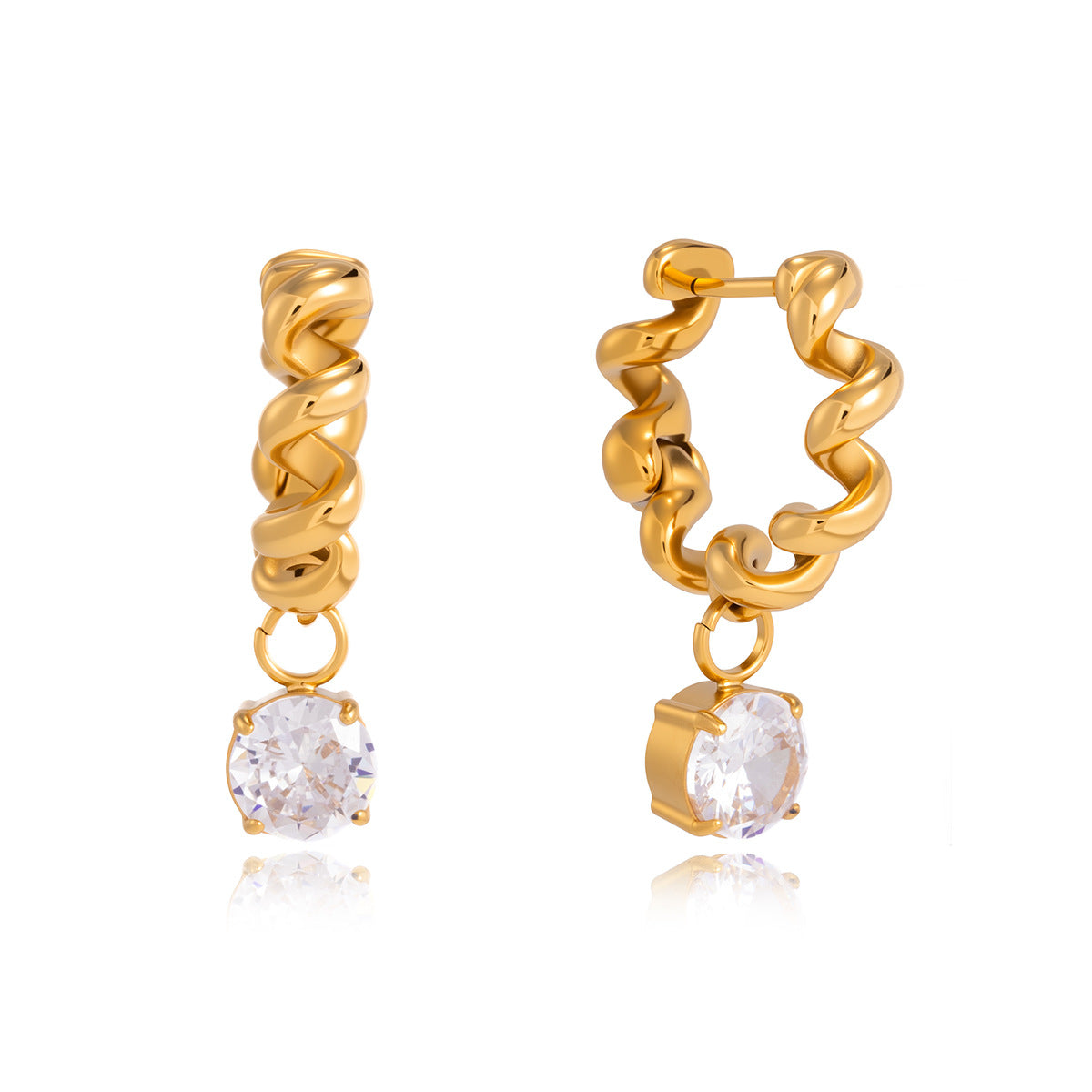 Damen Ohrhänger mit spiralförmigem Design und funkelndem Kristall Shop Nory