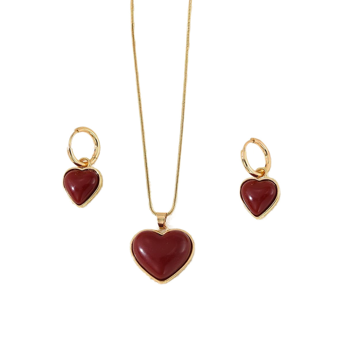 Damen Schmuckset mit herzförmigen Anhängern und goldfarbener Kette Shop Nory