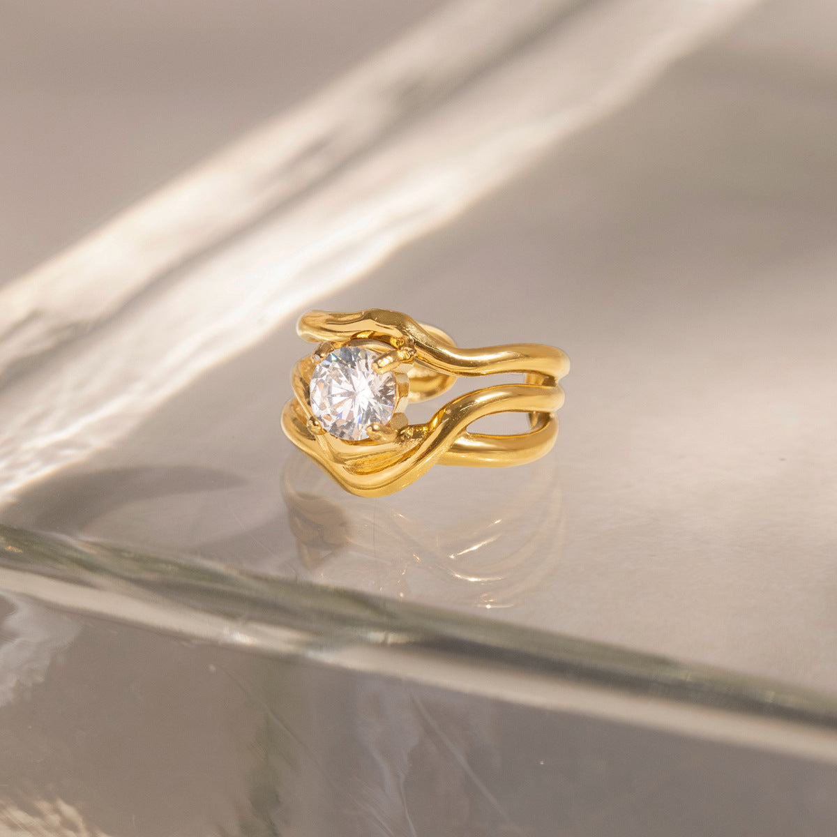 Damen Offener Ring mit elegantem Kristallbesatz Shop Nory