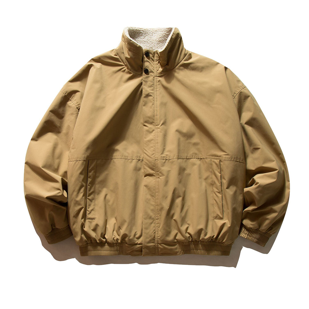 Unisex Kurz geschnittener winddichter Bomber mit Teddyfutterkragen und elastischem Bund Shop Nory