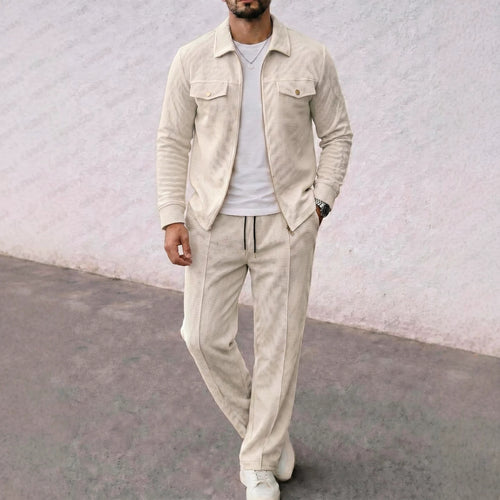 Herren strukturierte Zip-Jacke mit Waffelstruktur Brustklappentaschen und durchgehendem Reißverschluss Shop Nory
