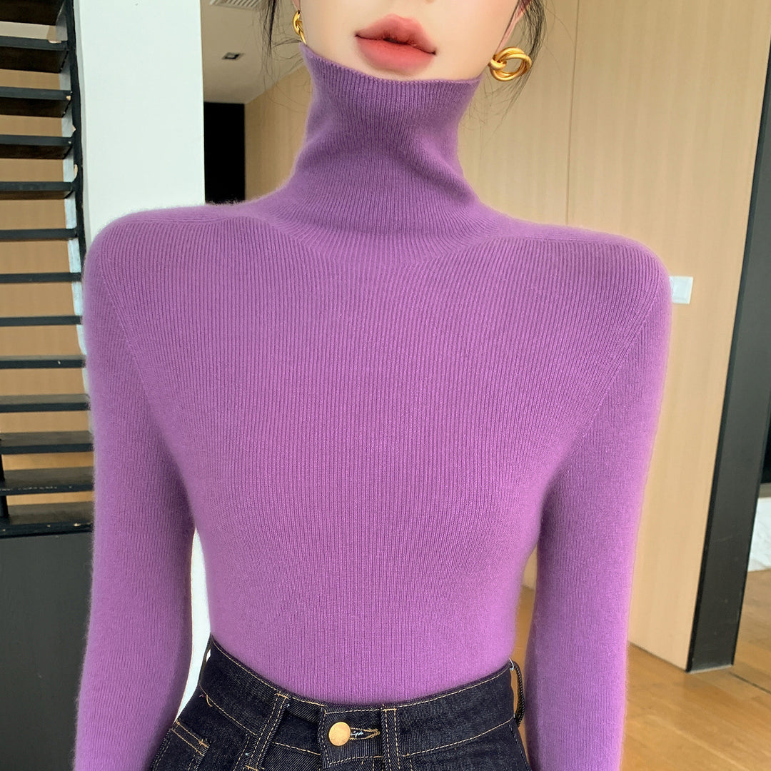 Damen Schlanker Feinstrickpullover mit hohem Rollkragen und feiner Rippstruktur Shop Nory