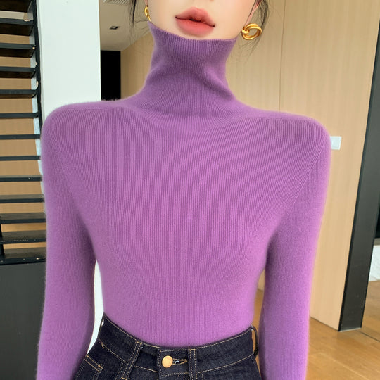 Damen Schlanker Feinstrickpullover mit hohem Rollkragen und feiner Rippstruktur Shop Nory