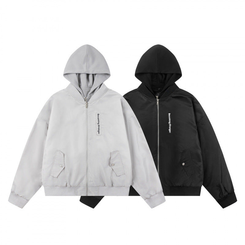 Unisex Oversize Kapuzen-Blousonjacke mit Rippbündchen und Pattentaschen Shop Nory