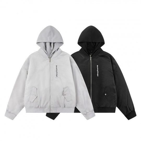 Unisex Oversize Kapuzen-Blousonjacke mit Rippbündchen und Pattentaschen Shop Nory