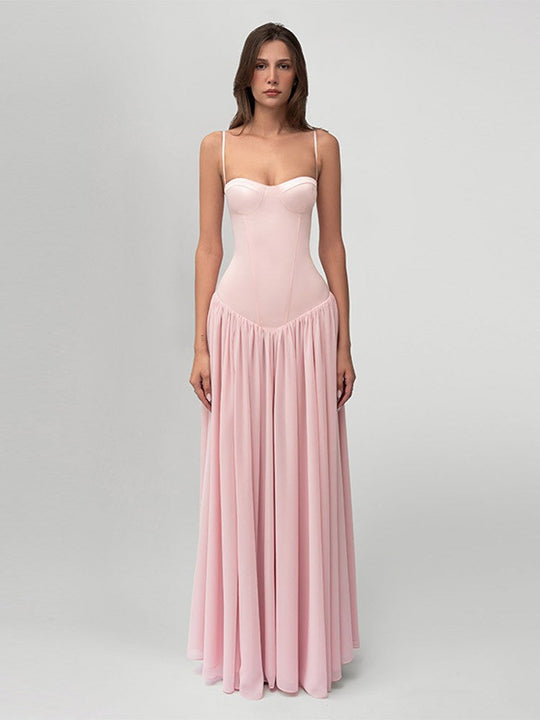 Damen nan modellierendes Bustier-Abendkleid mit vorgeformter Miederkonstruktion und weitfallendem Chiffon-Tellerrock