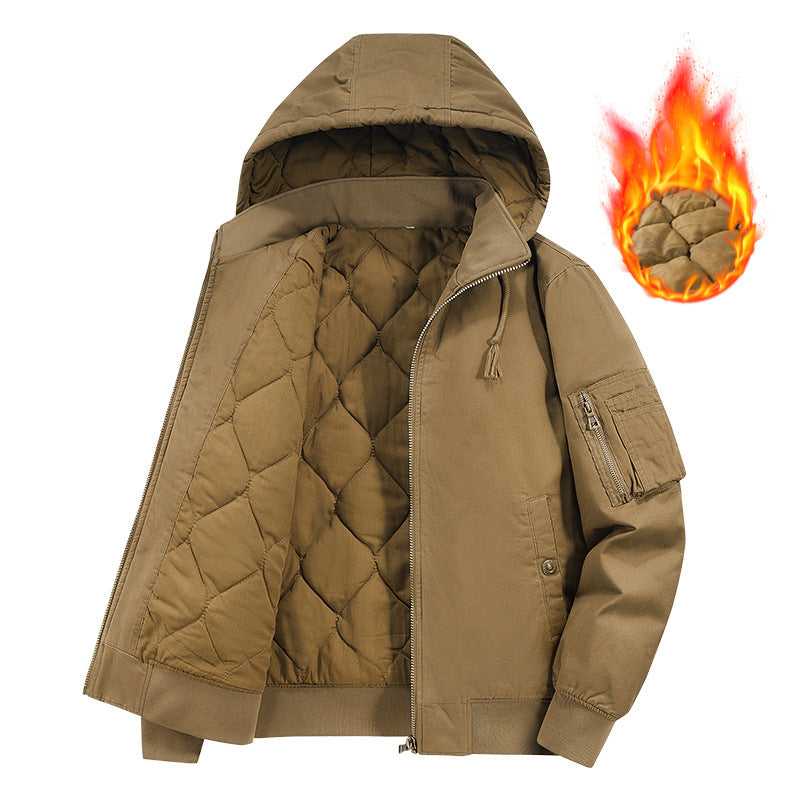 Herren Gefütterte Kapuzen‑Bomberjacke mit Diamantstepp-Innenfutter und Ärmeltasche Shop Nory