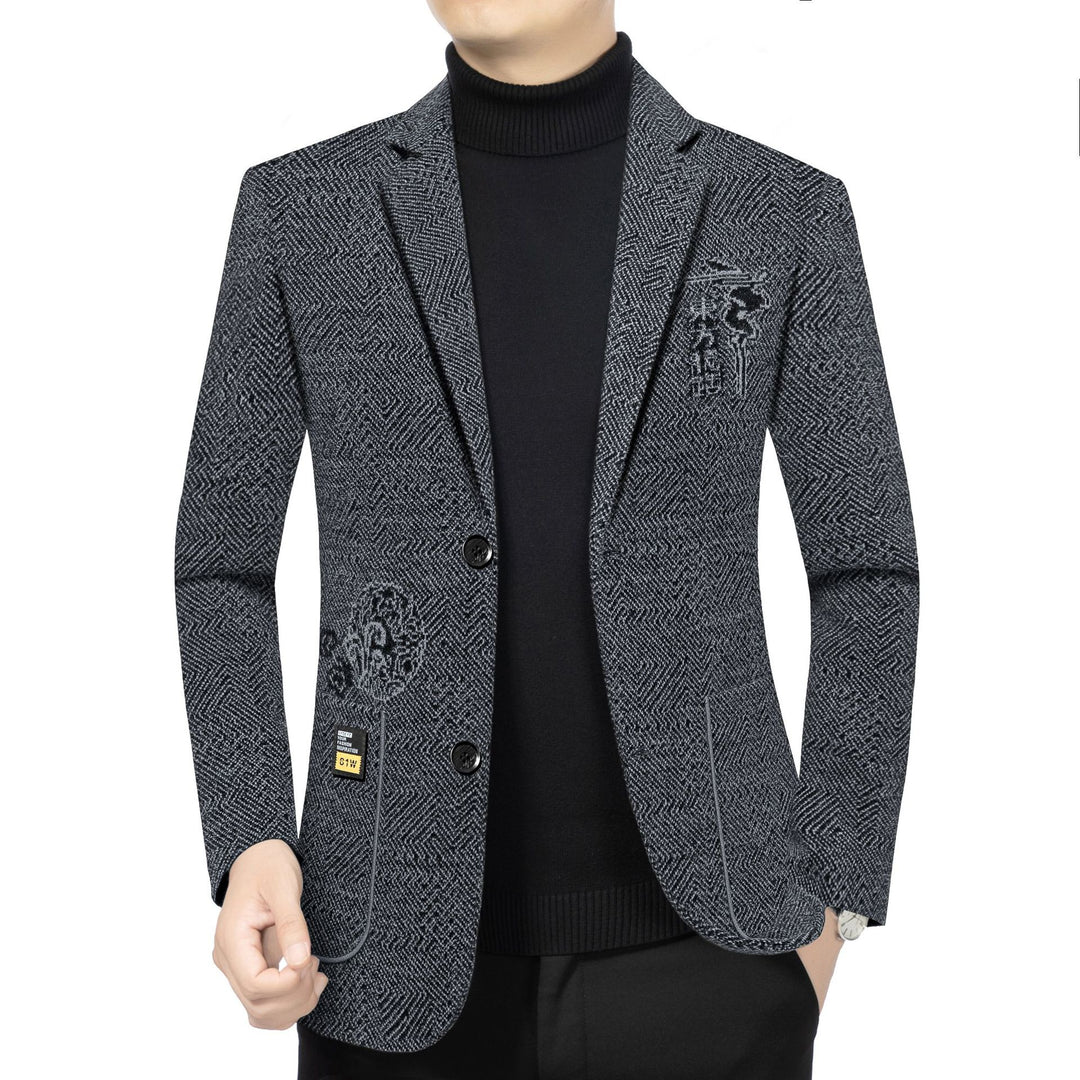 Herren Taillierter Strickblazer im Bouclé-Look mit aufgesetzten Taschen Shop Nory