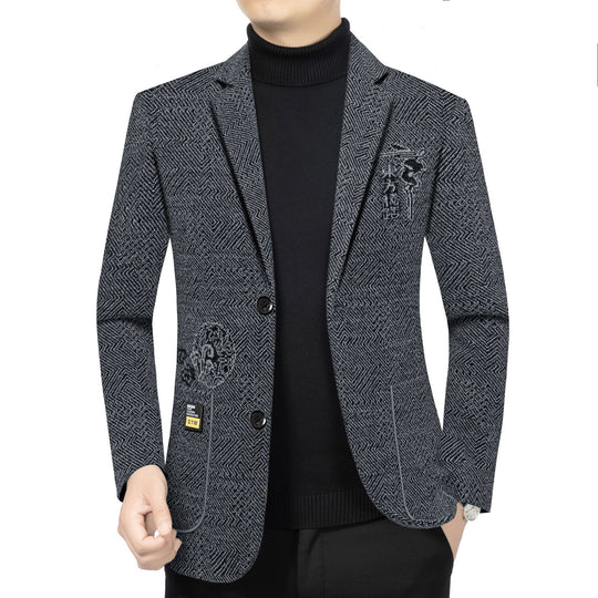Herren Taillierter Strickblazer im Bouclé-Look mit aufgesetzten Taschen Shop Nory