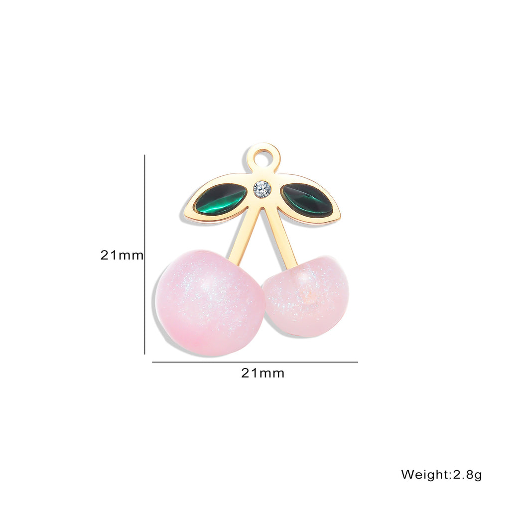 Damen Schmuckanhänger mit Kirschmotiv und funkelnden Kristallen Shop Nory