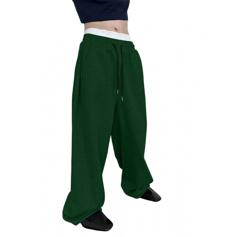 Damen weite Oversize Jogginghose mit tiefem Schritt, elastischem Bund und Kordelzug Shop Nory