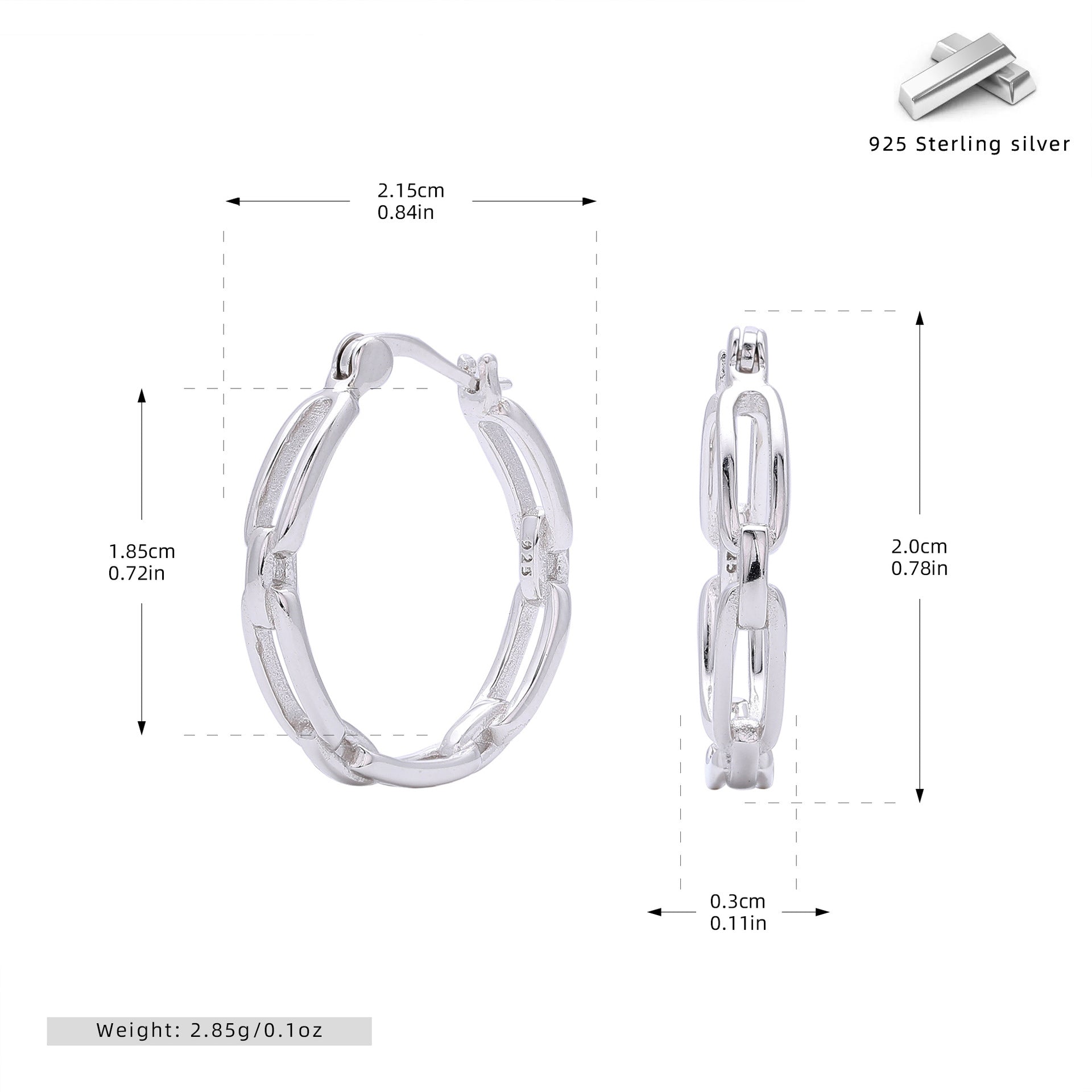 Damen Ohrhänger im modernen Kettendesign aus 925 Sterlingsilber Shop Nory