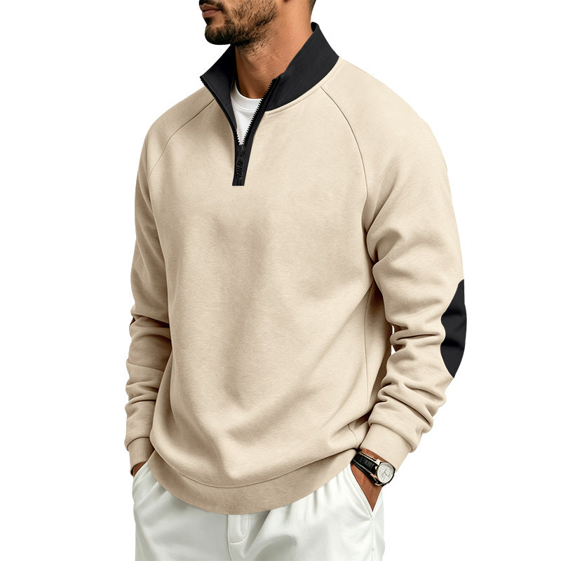 Herren Halbzip-Pullover mit Stehkragen und Ellbogen-Patches Shop Nory