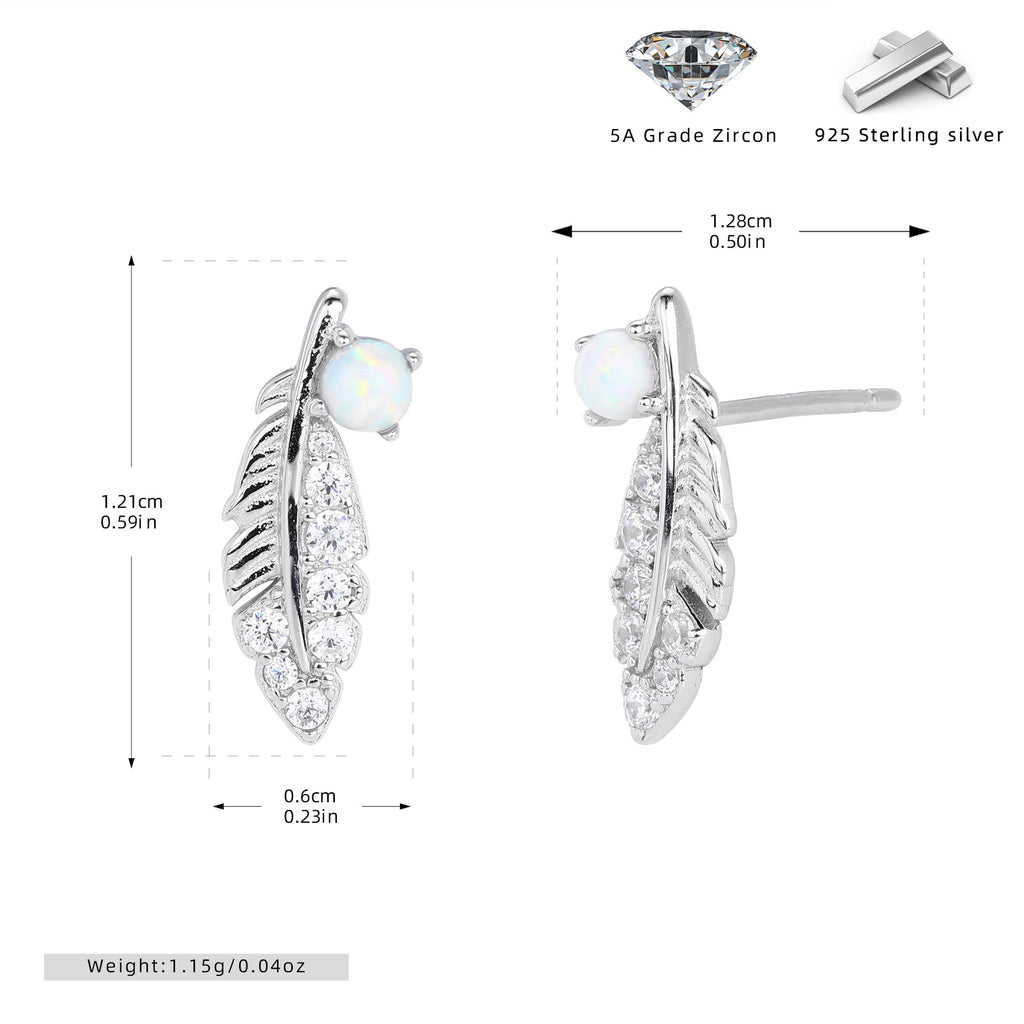 Damen Ohrstecker mit feinem Blattdesign und Zirkonbesatz Shop Nory