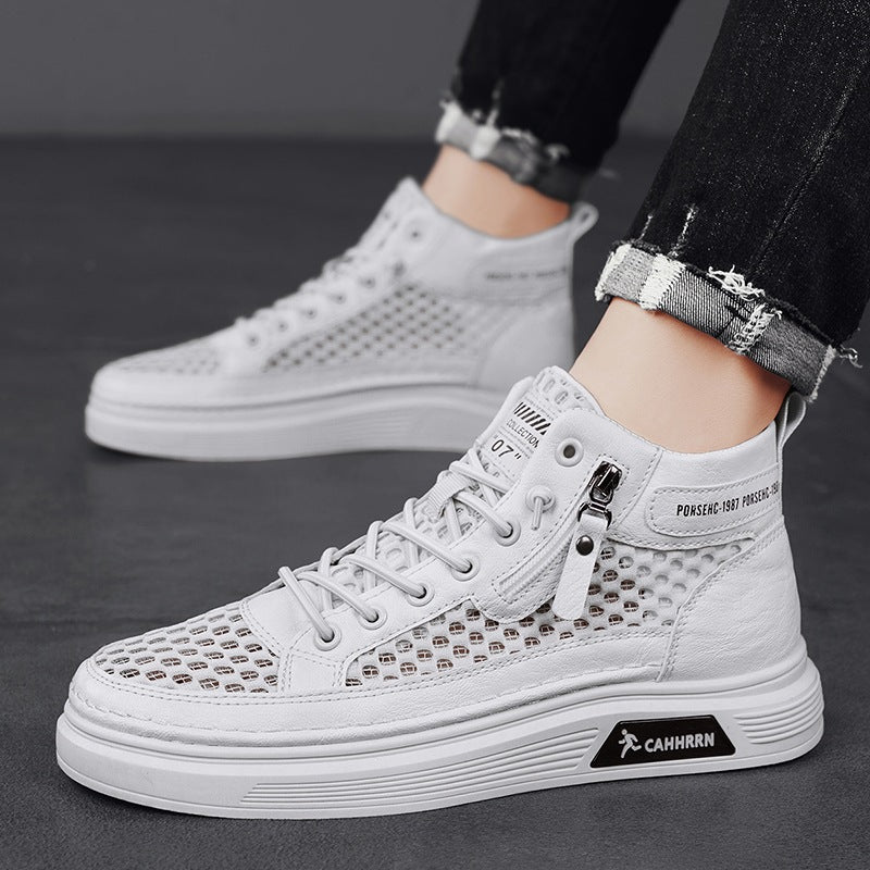 Herren High-Top Sneaker mit luftiger Mesh-Perforation, seitlichem Reißverschluss und dicker Profilsohle Shopy Nory