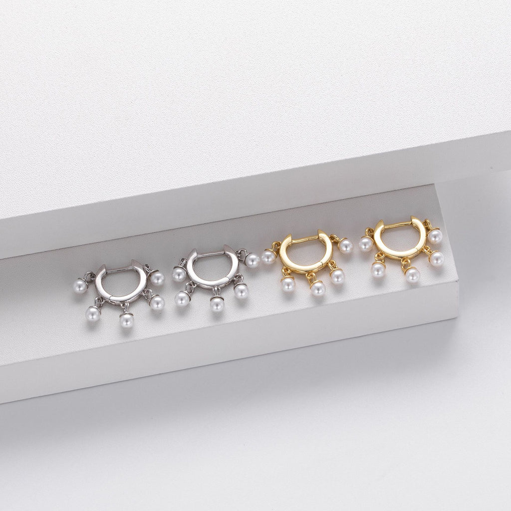 Damen Creolen mit eleganten Perlenanhängern Shop Nory