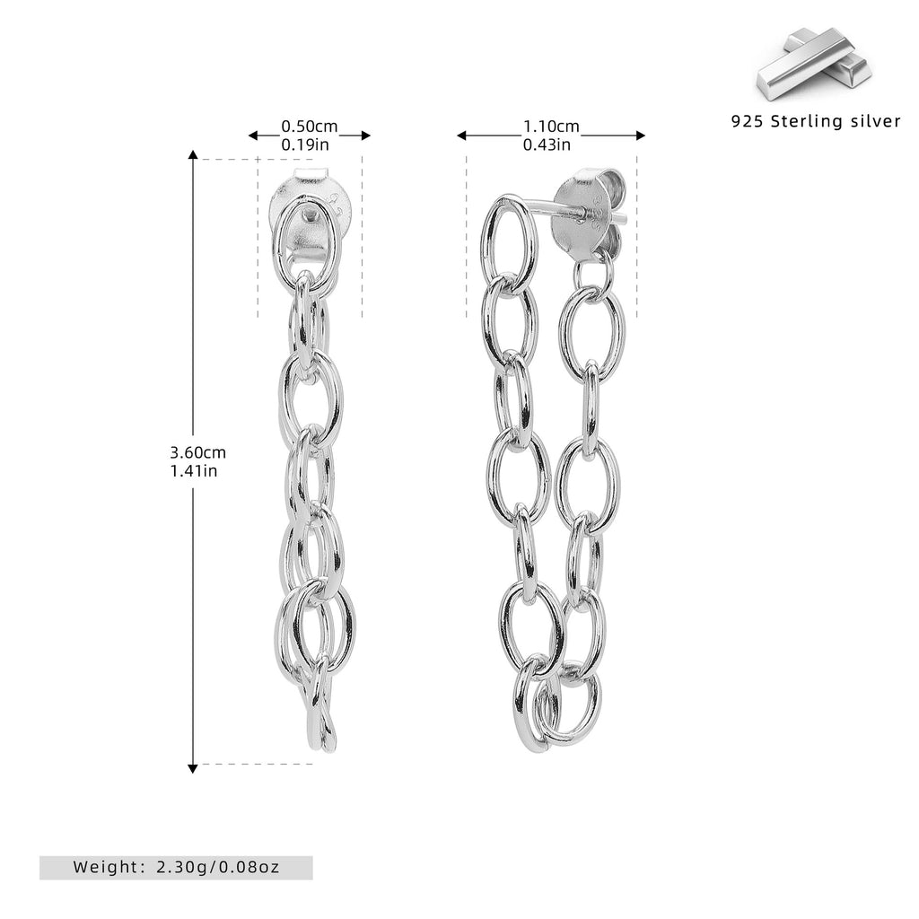 Damen Ohrhänger mit attraktivem Kettendesign aus hochwertigem 925 Sterling Silber Shop Nory