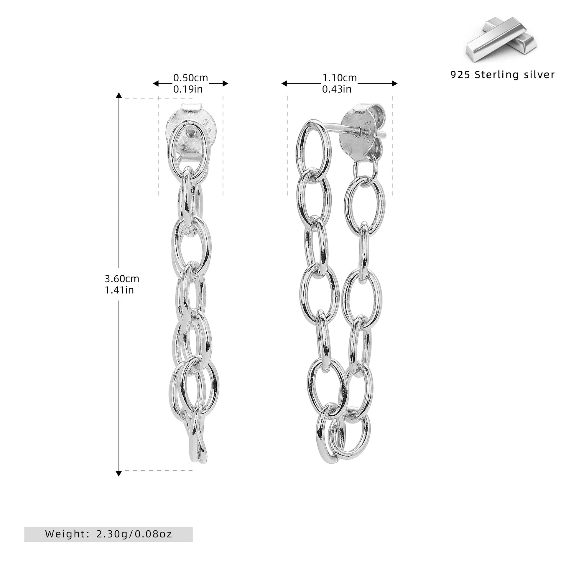 Damen Ohrhänger mit attraktivem Kettendesign aus hochwertigem 925 Sterling Silber Shop Nory