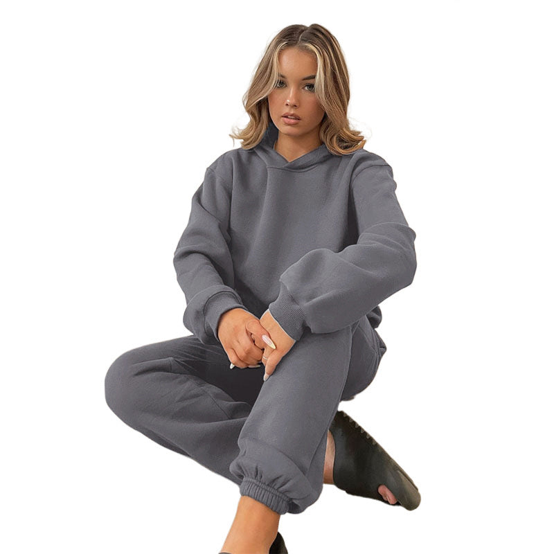 Damen nan lässiges Oversize-Kapuzenloungewear-Set mit fleecegefüttertem Hoodie und hochgeschnittener Jogginghose Shop Nory