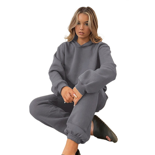 Damen nan lässiges Oversize-Kapuzenloungewear-Set mit fleecegefüttertem Hoodie und hochgeschnittener Jogginghose Shop Nory