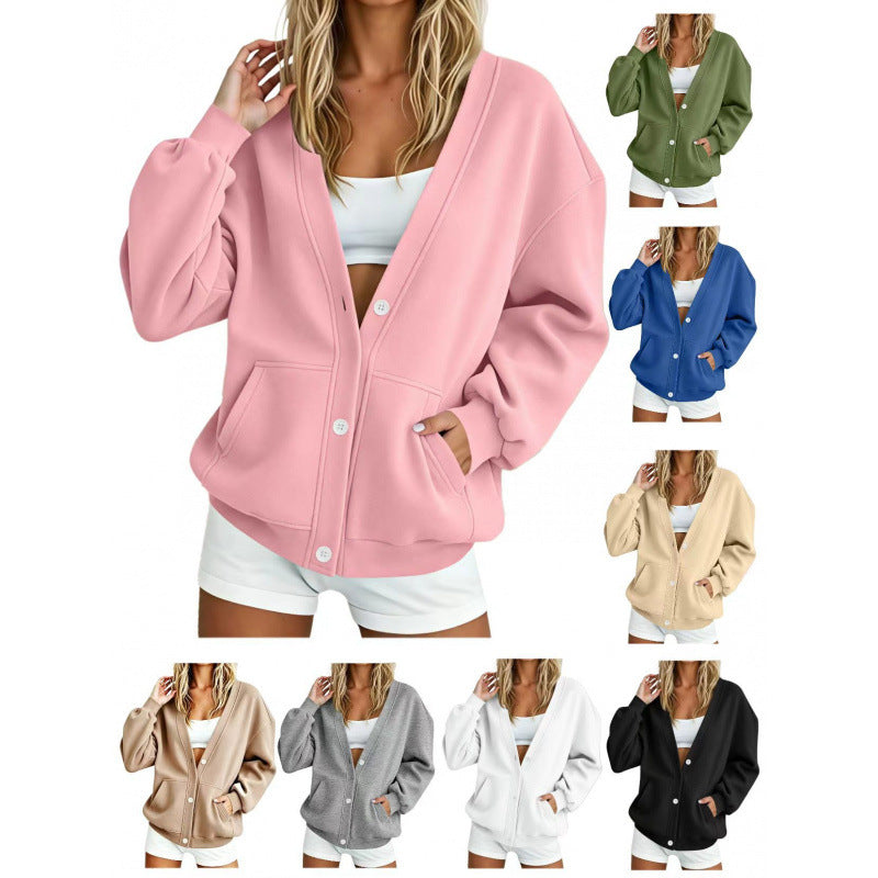 Damen Oversize-Cardigan mit Knopfleiste, Einschubtaschen und Ballonärmeln Shop Nory