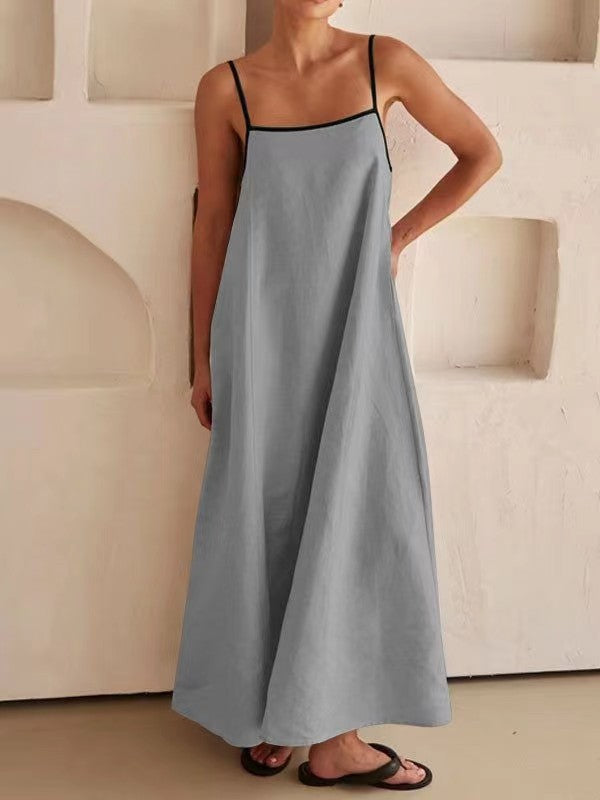 Damen Sommerliches Maxikleid mit schmalen Spaghettiträgern und fließendem Schnitt