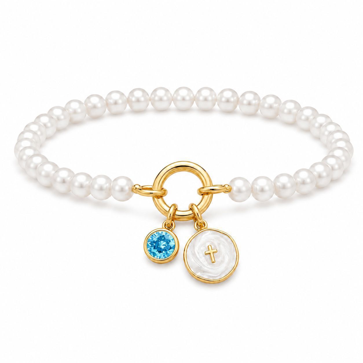 Damen Armband mit Perlen und charmanten Anhängern Shop Nory