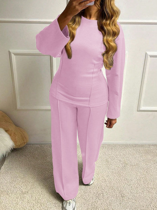 Damen nan weiches Lounge-Set mit tailliertem Sweatshirt, formgebenden Nahtdetails und weitem Palazzohosen-Bein Shop Nory
