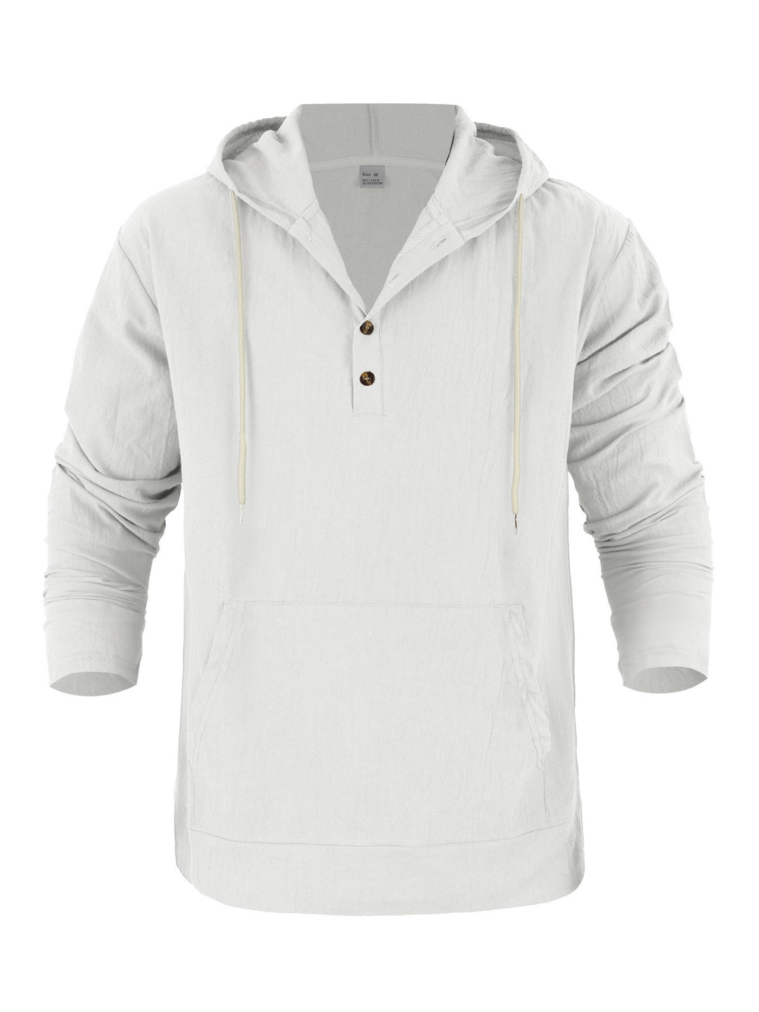 Herren Leichter Kapuzen-Henley aus Baumwoll-Leinen mit Kängurutasche Shop Nory