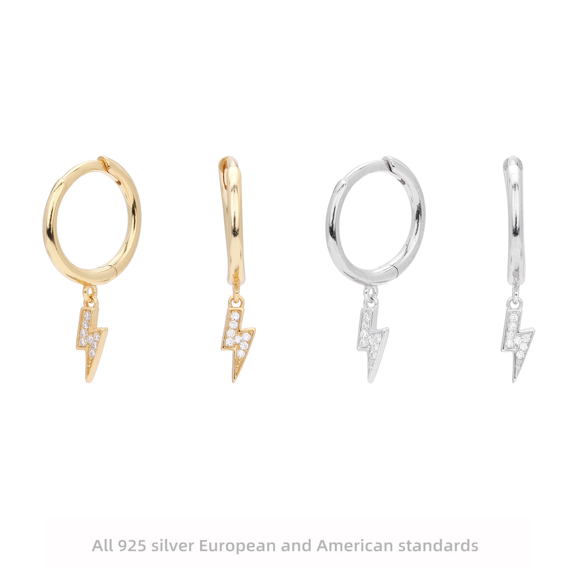 Damen Ohrhänger mit zeitgenössischem Blitzdesign aus 925 Sterling Silber Shop Nory