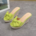 Damen Wedge-Pantoletten mit kreativem Schleifen-Design und verstellbarem Riemen
