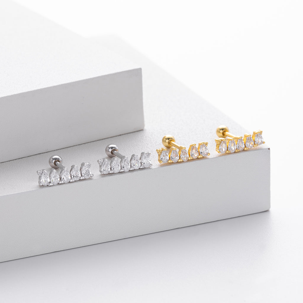 Damen Ohrstecker mit glitzernden Zirkonsteinen aus hochwertigem 925 Sterling Silber Shop Nory