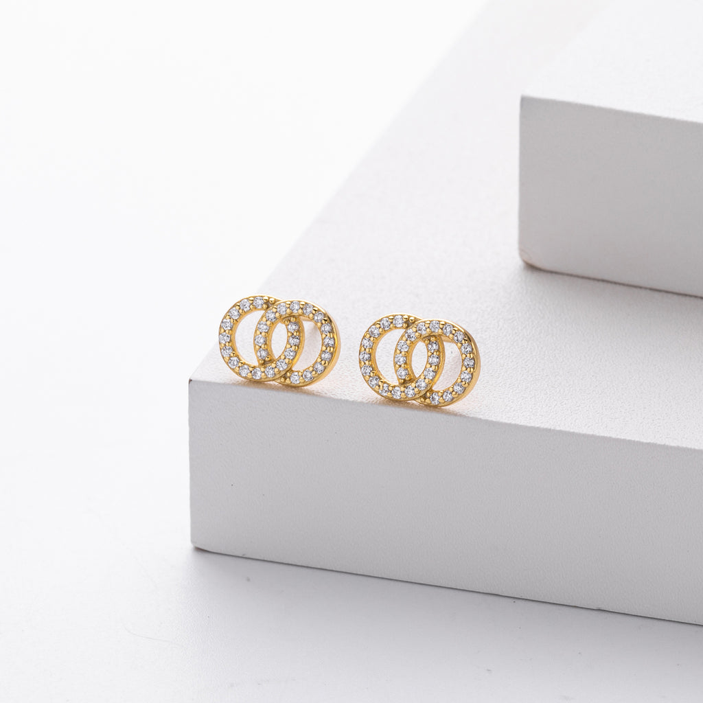 Damen Ohrstecker mit verspieltem Doppelring-Design aus 925 Sterling Silber Shop Nory