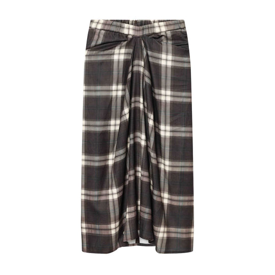 Damen Midirock mit Karomuster und dekorativer Frontdrappierung Shop Nory