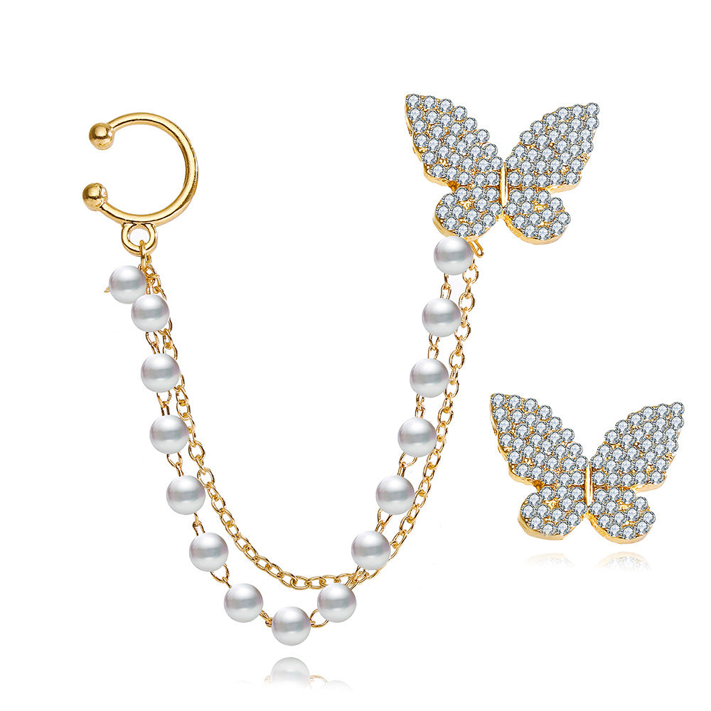 Damen Ohrringe mit funkelndem Schmetterlingsdesign und eleganter Kette Shop Nory