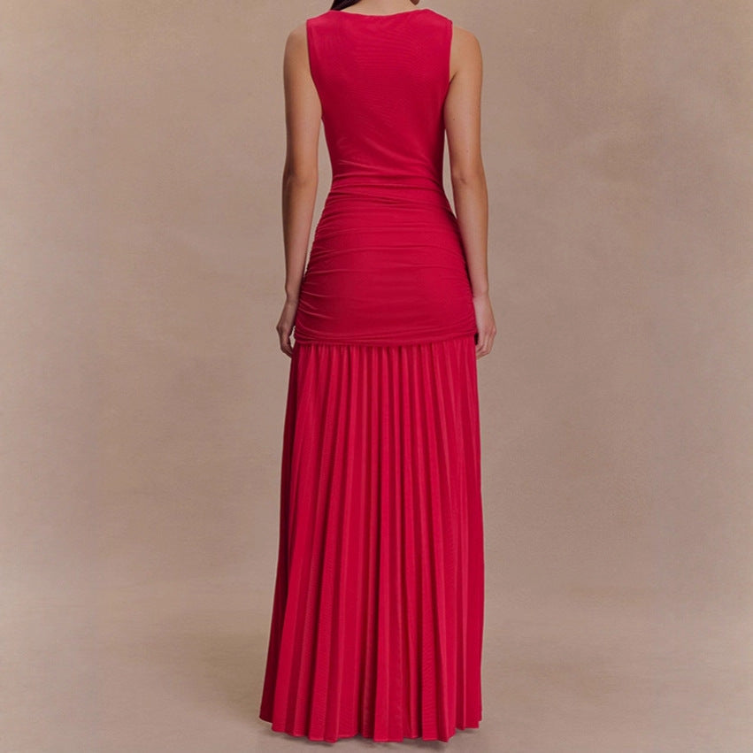 Damen Elegantes Maxikleid mit raffinierten Drapierungen und figurbetontem Schnitt