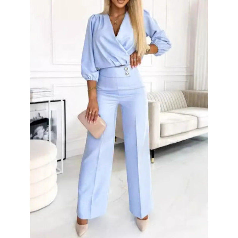 Damen elegantes Jumpsuit mit weiten Beinen