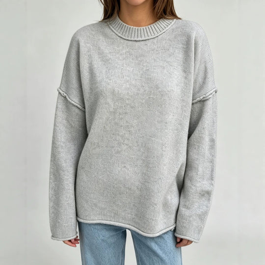 Damen Oversize-Boxy-Pullover mit kurzem Stehkragen und dekorativer Kantennaht Shop Nory