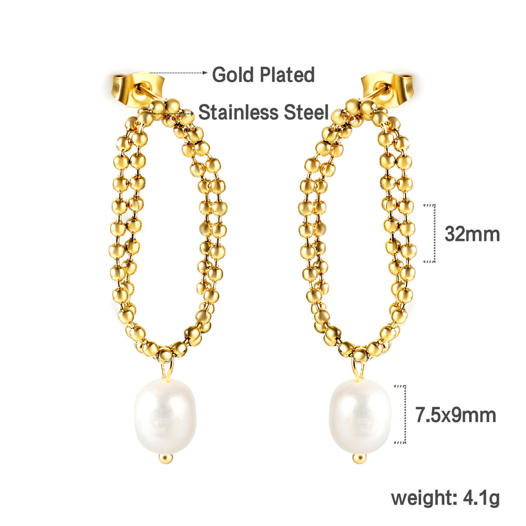 Damen Ohrhänger mit eleganten Perlenakzenten aus antiallergischem Edelstahl Shop Nory