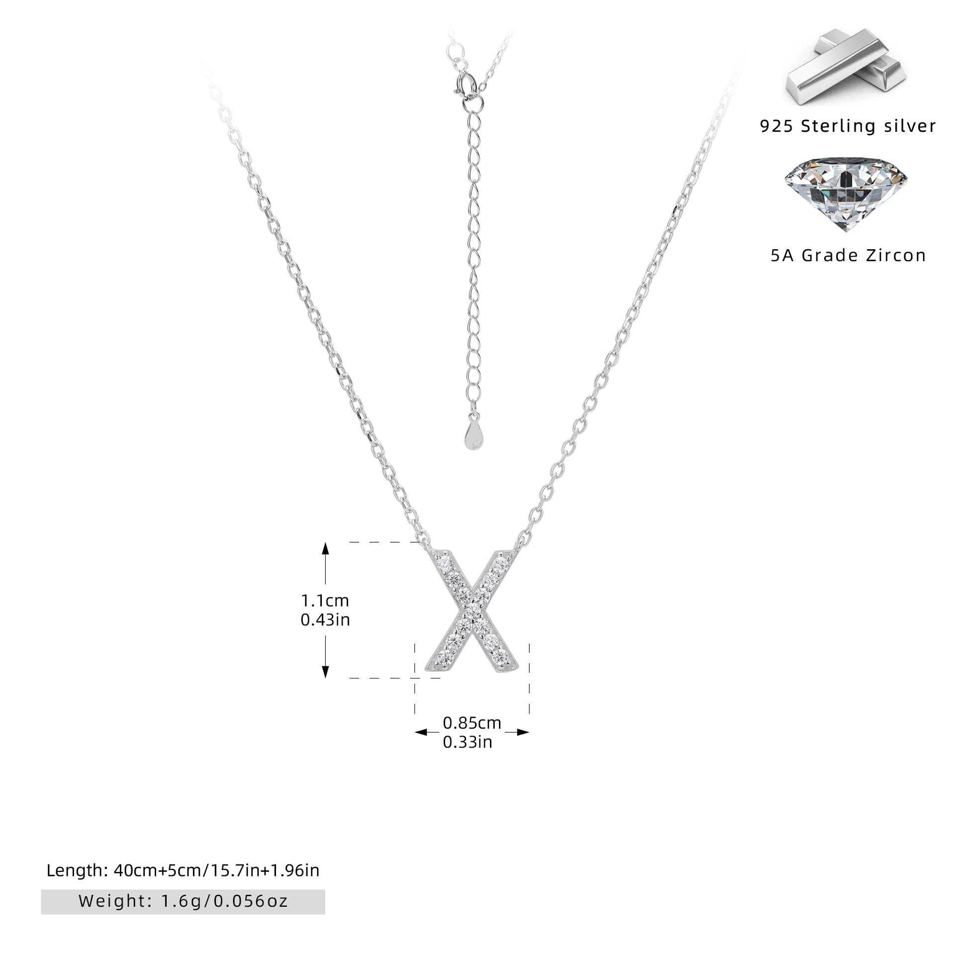 Damen Halskette mit Z-Anhänger und funkelnden Zirkonia Shop Nory