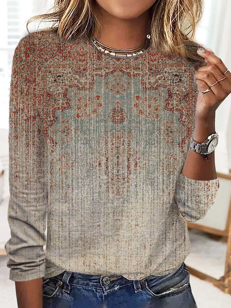Damen Langärmeliges Oversize-Sweatshirt mit abstraktem Aquarell-Mosaikprint Shop Nory