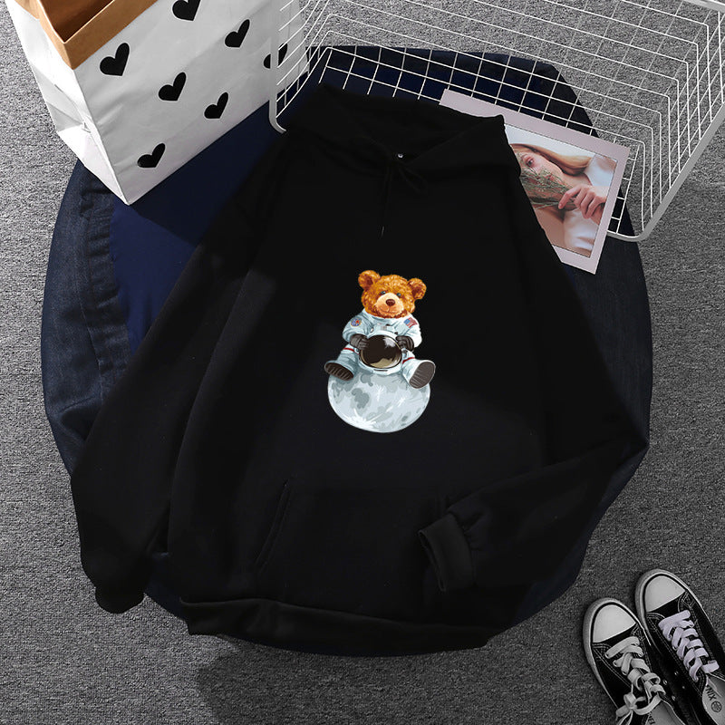 Damen nan weicher Oversize-Kapuzenpullover mit kawaii Pilzfrosch-Print, Kängurutasche und gerippten Bündchen Shop Nory