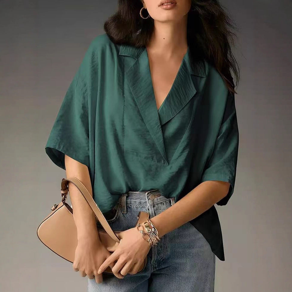 Damen elegante und luftige Bluse im Kimono-Stil