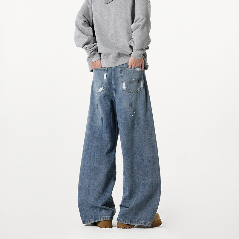 Damen Extraweite Baggy-Jeans mit Sternprint, Distressed-Details und weitem Bein Shop Nory