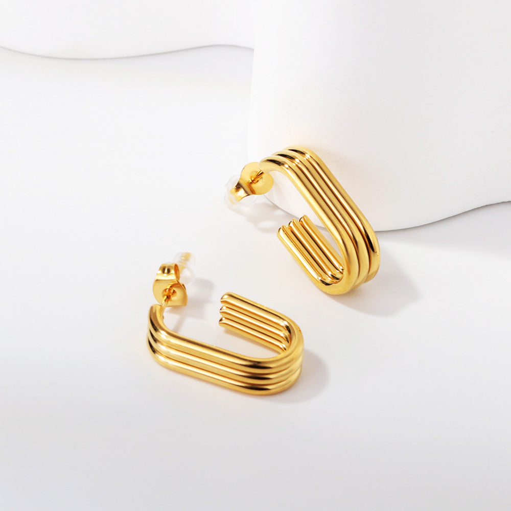 Damen moderne Ohrstecker mit elegantem, geschwungenem Design Shop Nory