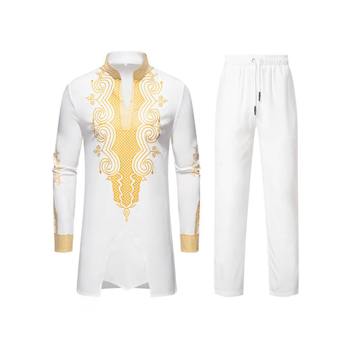 Herren Traditionelles besticktes Tunika‑Set mit Mandarinkragen und elastischer Hose Shop Nory