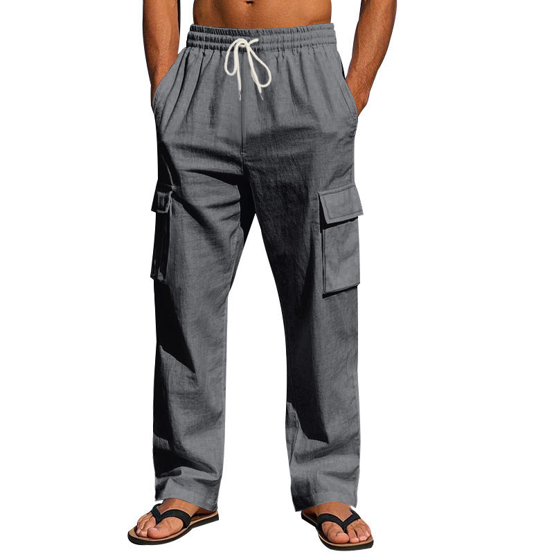 Herren Weit geschnittene Cargo-Hose aus leichtem Ripstop mit elastischem Bund und Klappentaschen Shop Nory