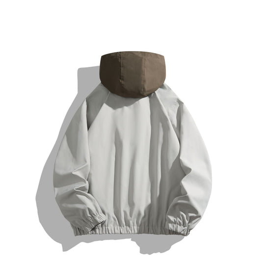 Unisex Leichter Anorak mit Kontrastkapuze und halbem Reißverschluss Shop Nory
