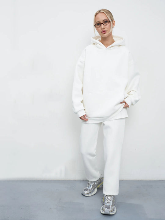 Damen großzügiger Kapuzenpullover Oversize mit Kängurutasche und weichem French-Terry Shop Nory